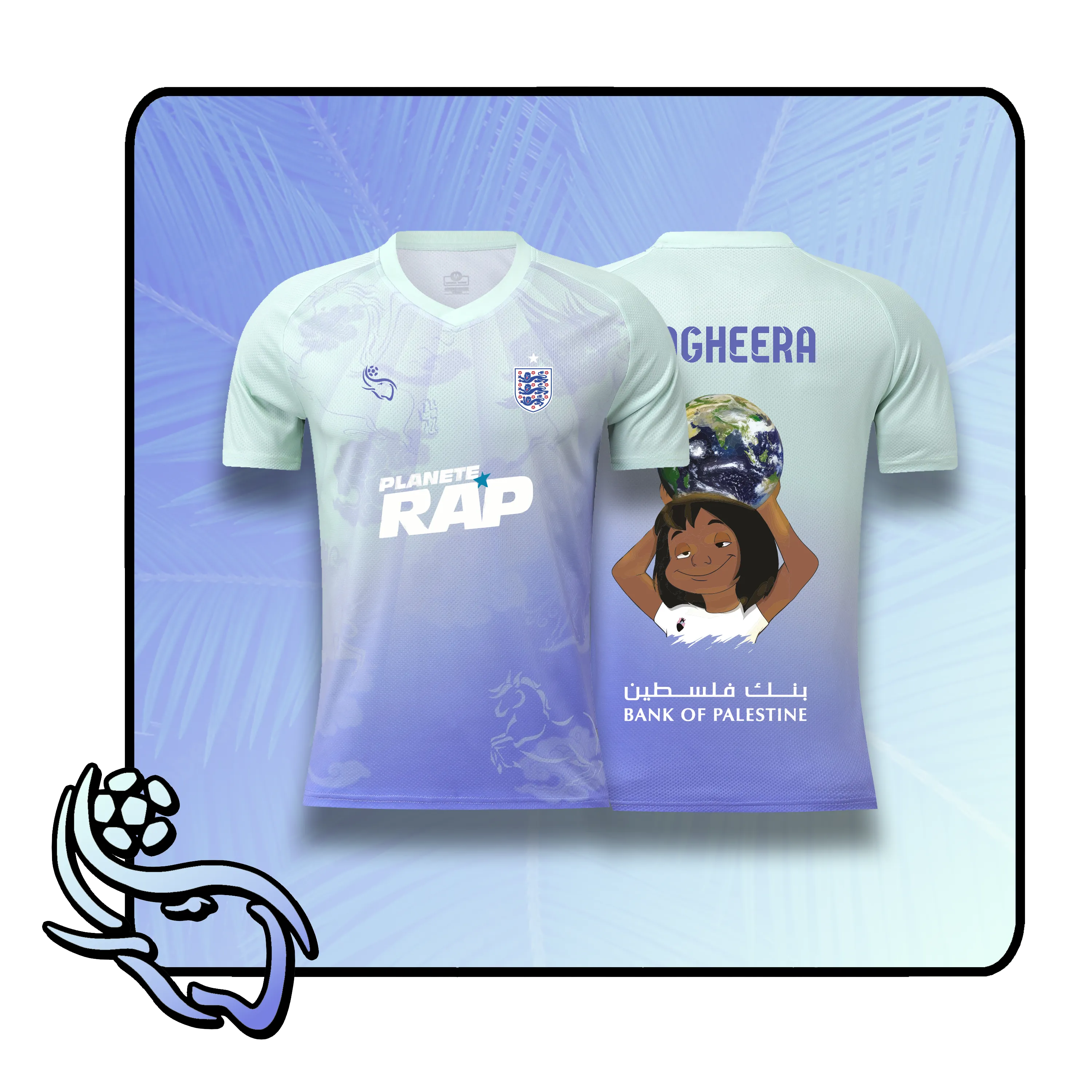 Maglia da calcio Custom blu menta QT-1 con nome e numero personalizzati - Quartier Thailande