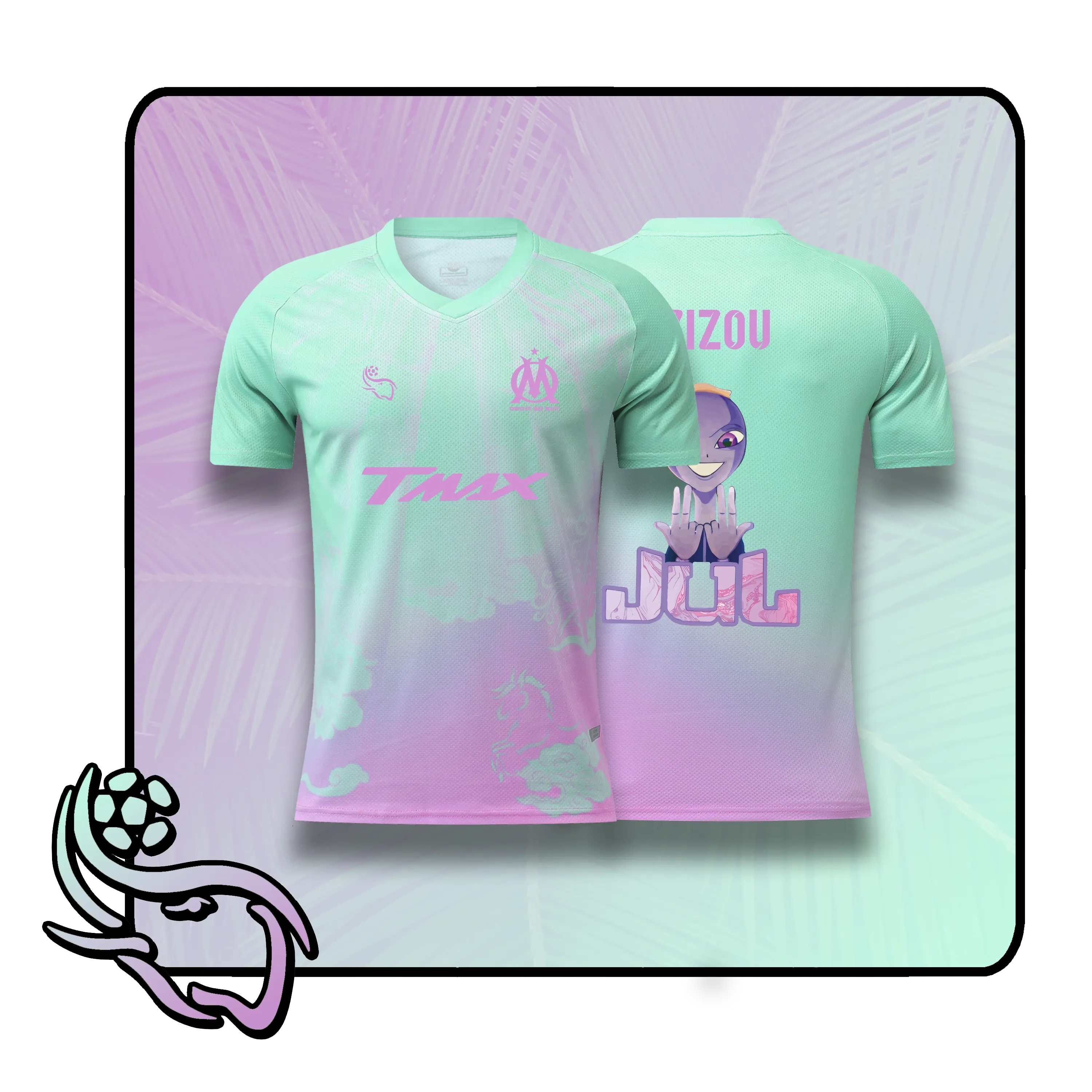 Custom mint pink football jersey QT-1 with personalised name and number - Quartier Thailande