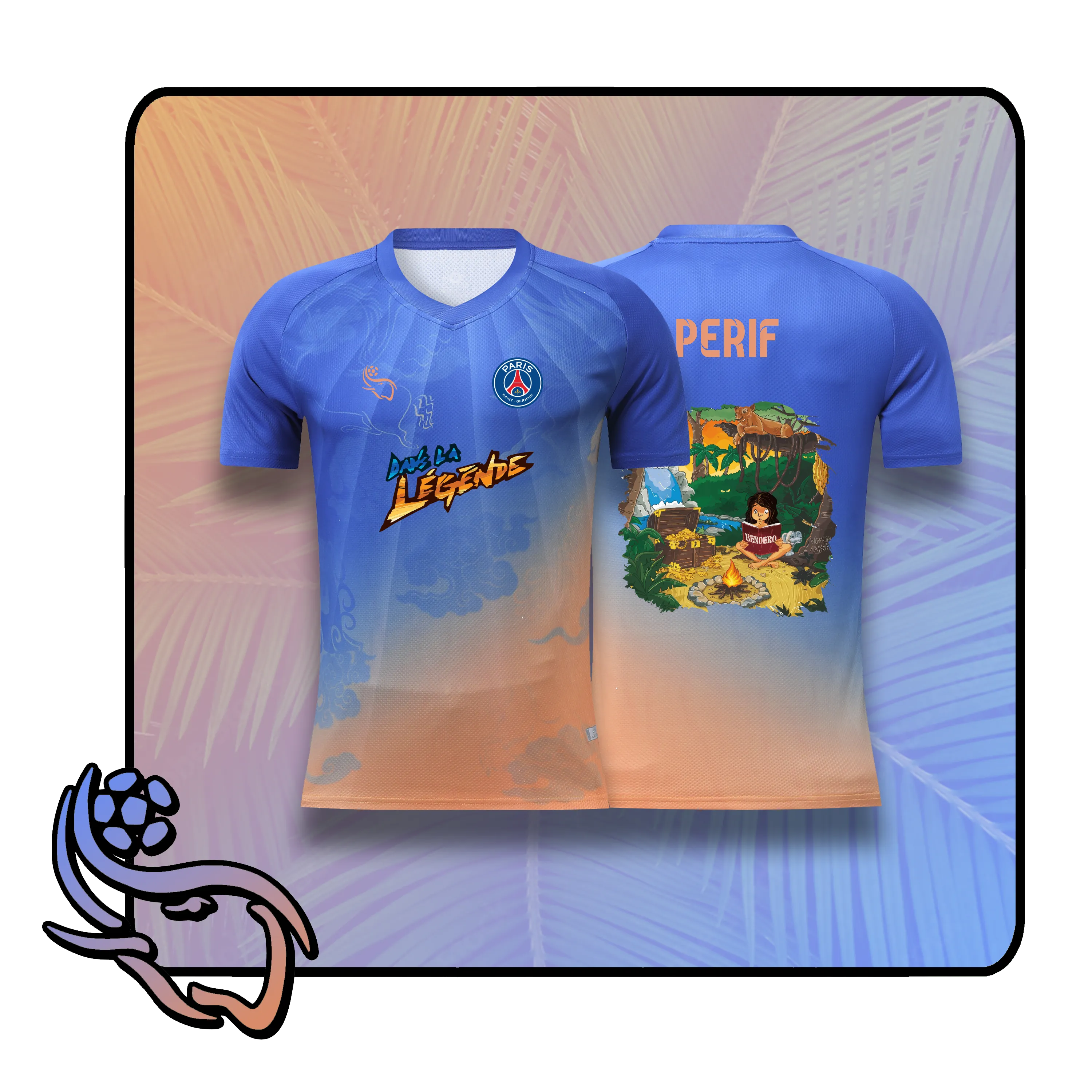 Custom blau-orange Fußballtrikot QT-1 mit personalisiertem Namen und Nummer - Quartier Thailande