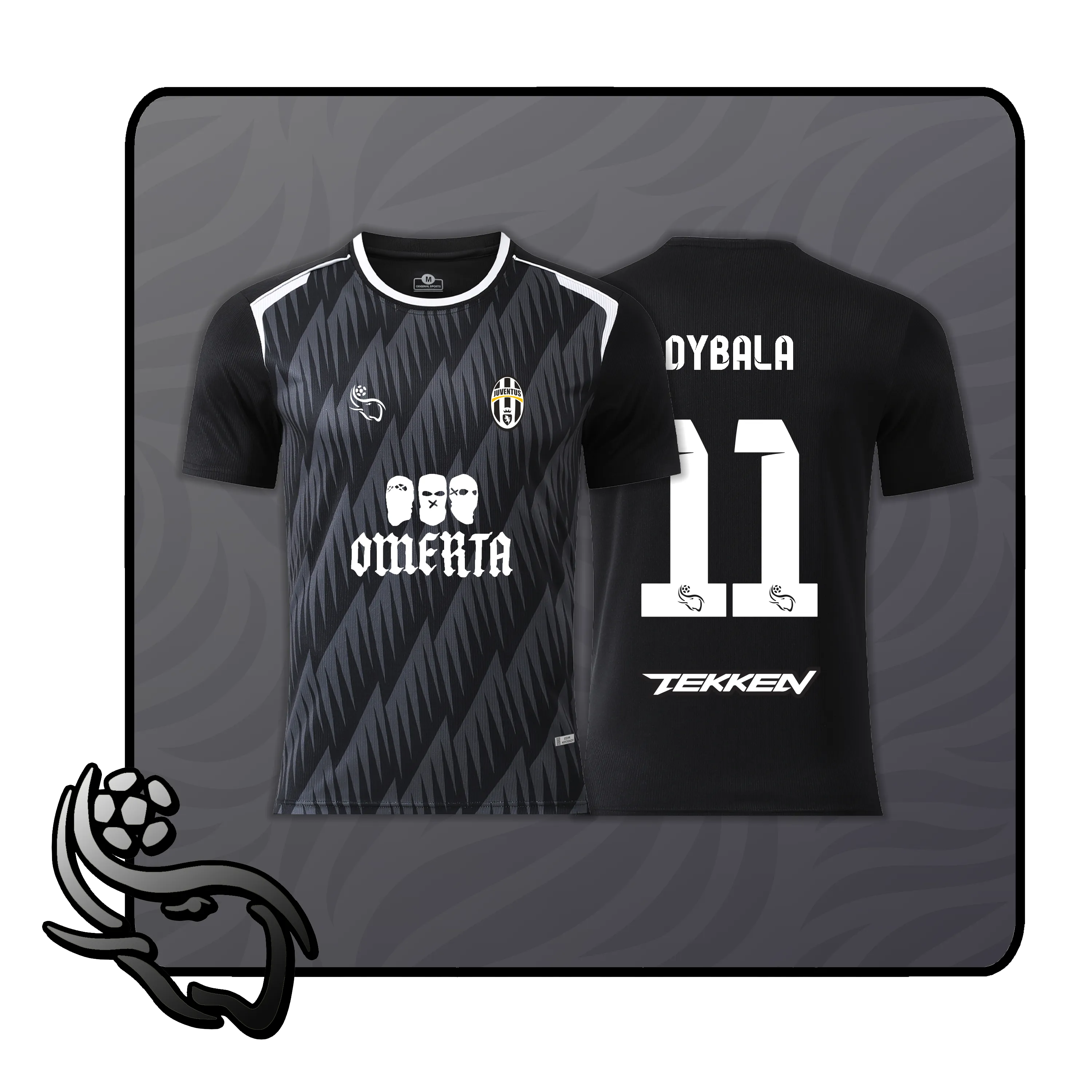 Custom black football jersey QT-3 with personalised name and number - Quartier Thailande