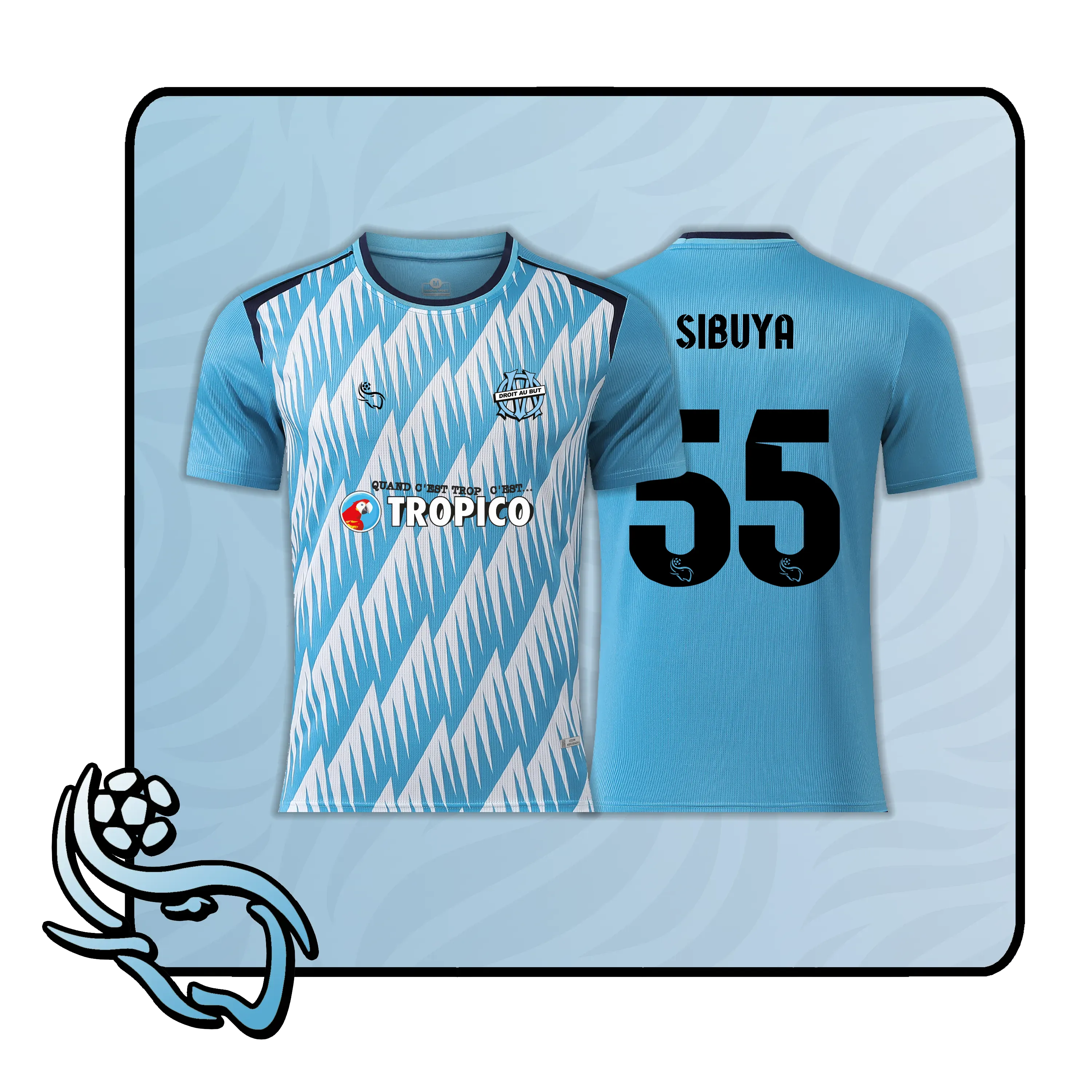 Custom blaues Fußballtrikot QT-3 mit personalisiertem Namen und Nummer - Quartier Thailande