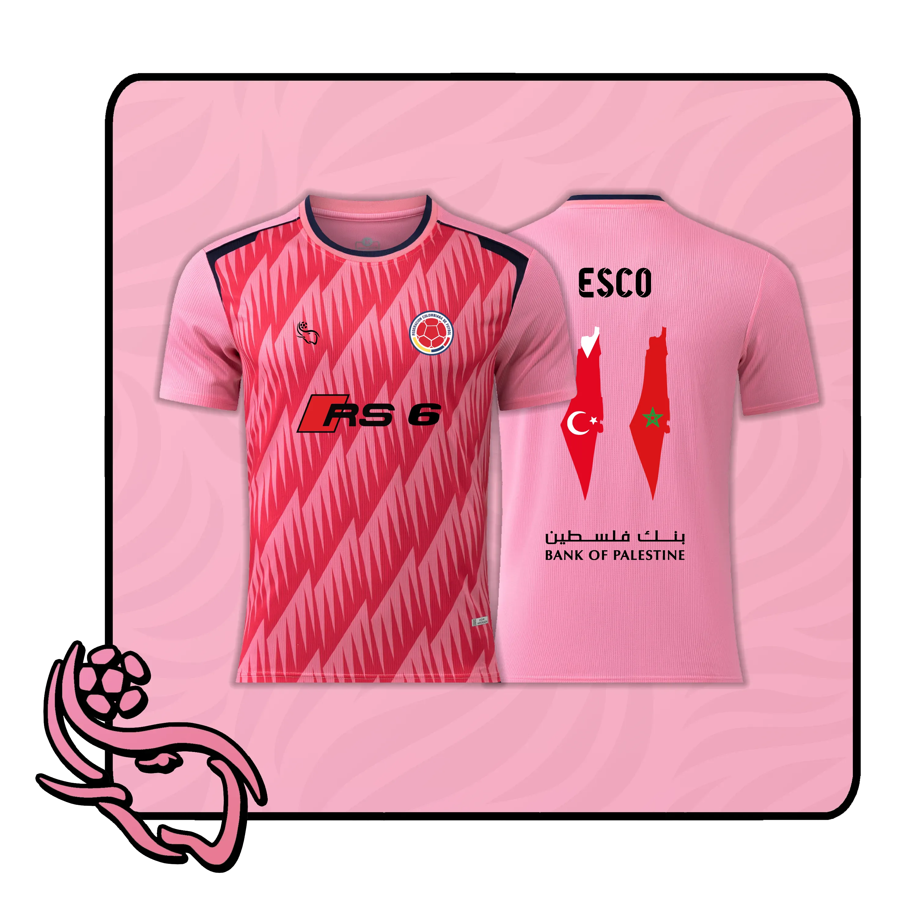 Custom pinkes Fußballtrikot QT-3 mit personalisiertem Namen und Nummer - Quartier Thailande