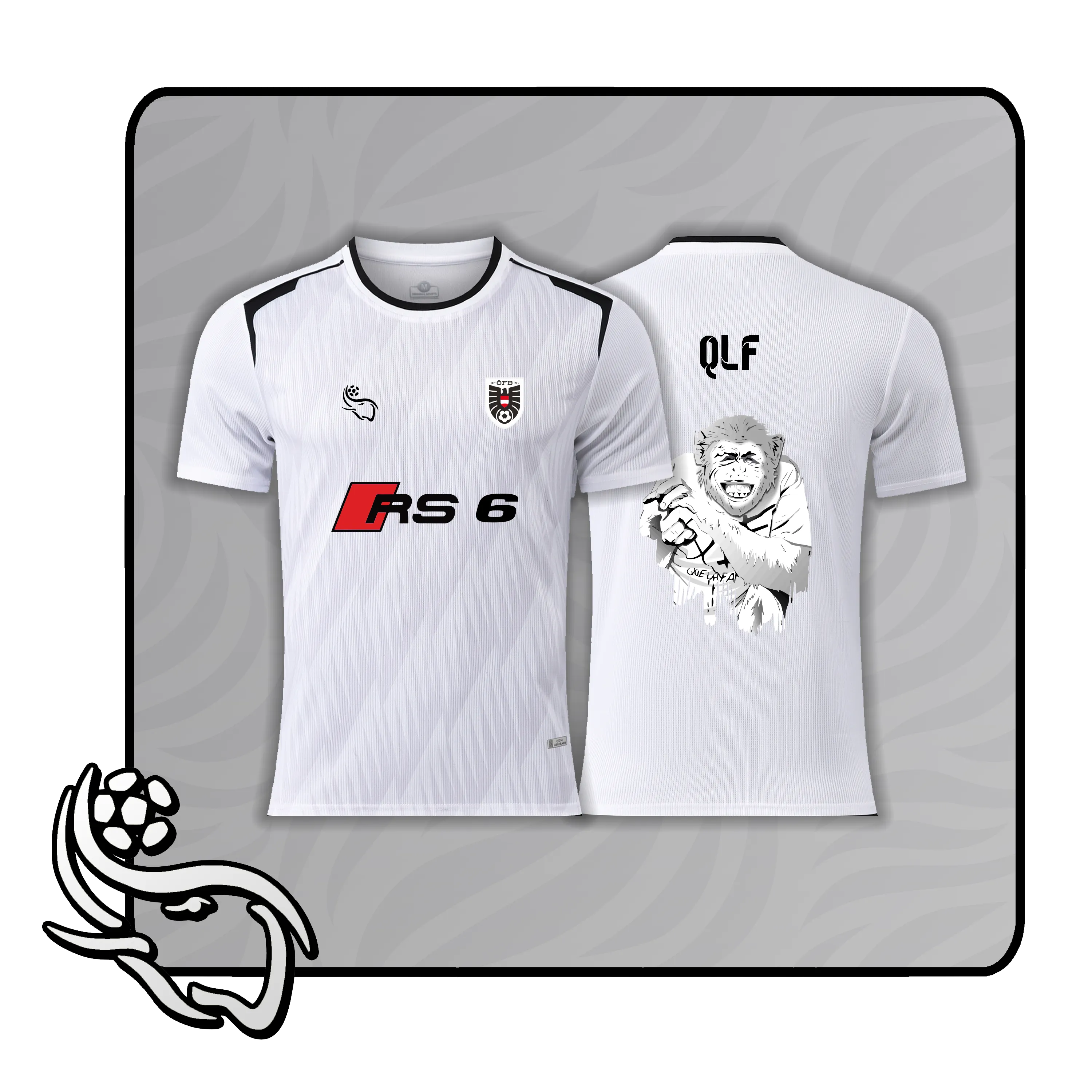 Custom white football jersey QT-3 with personalised name and number - Quartier Thailande