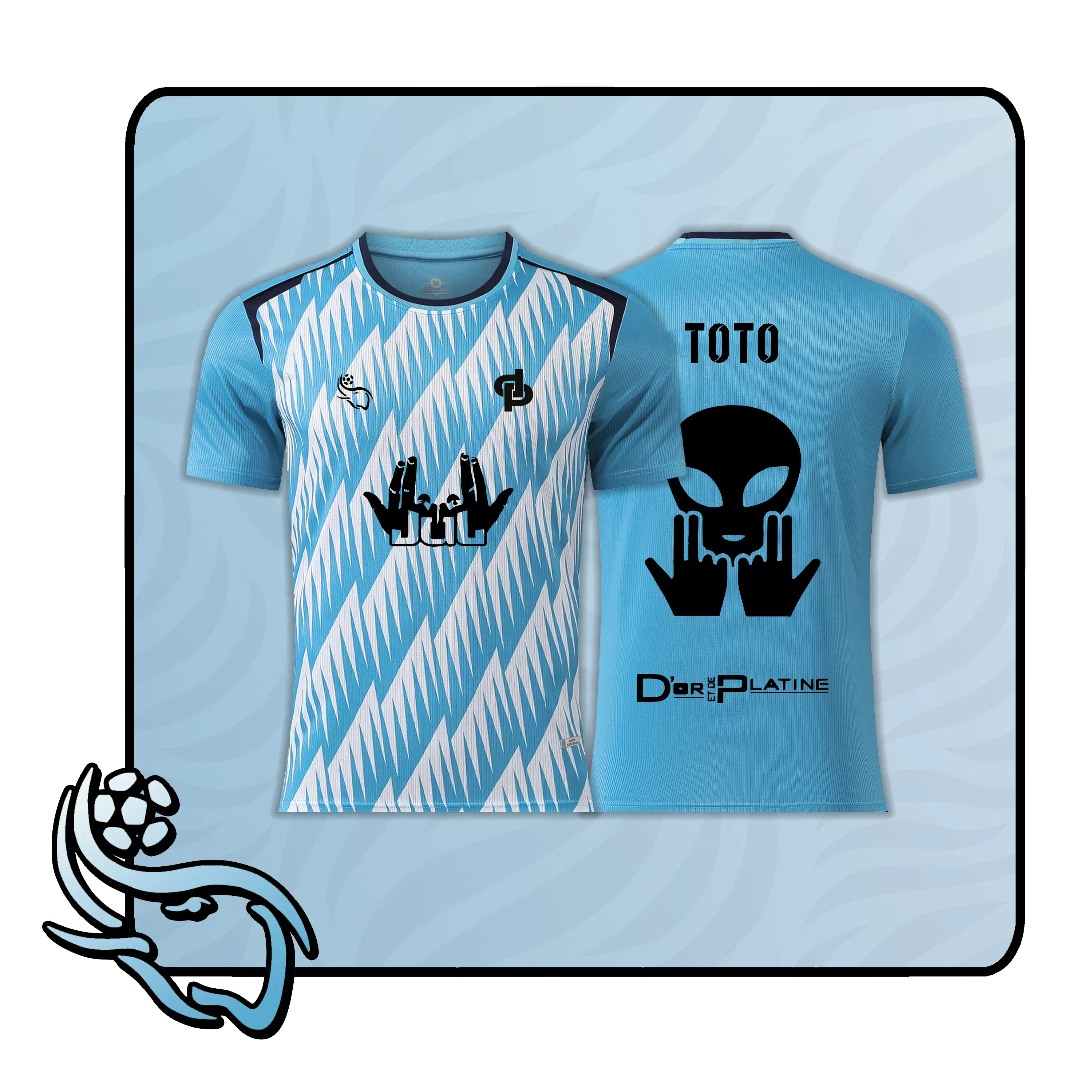 Toto & Ninetta Fußballtrikot QT-3 in Blau, von JUL inspiriertes Fan-Design - Quartier Thailande