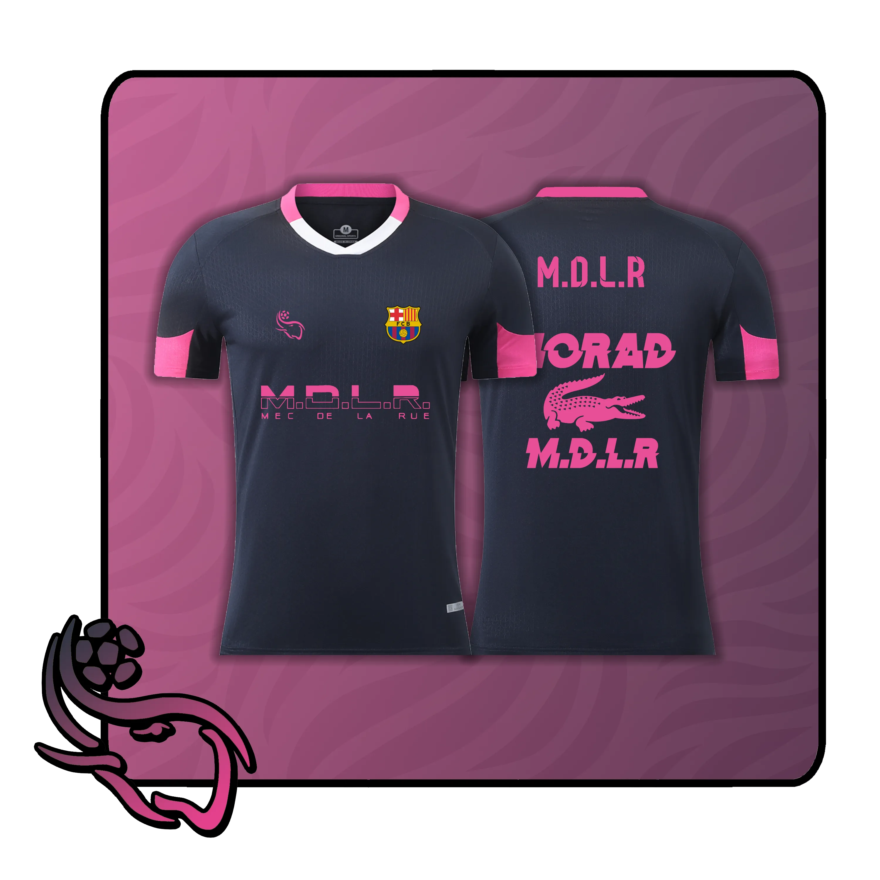 Custom black football jersey QT-4 with personalised name and number - Quartier Thailande
