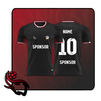 Custom black football jersey QT-9 with personalised name and number - Quartier Thailande
