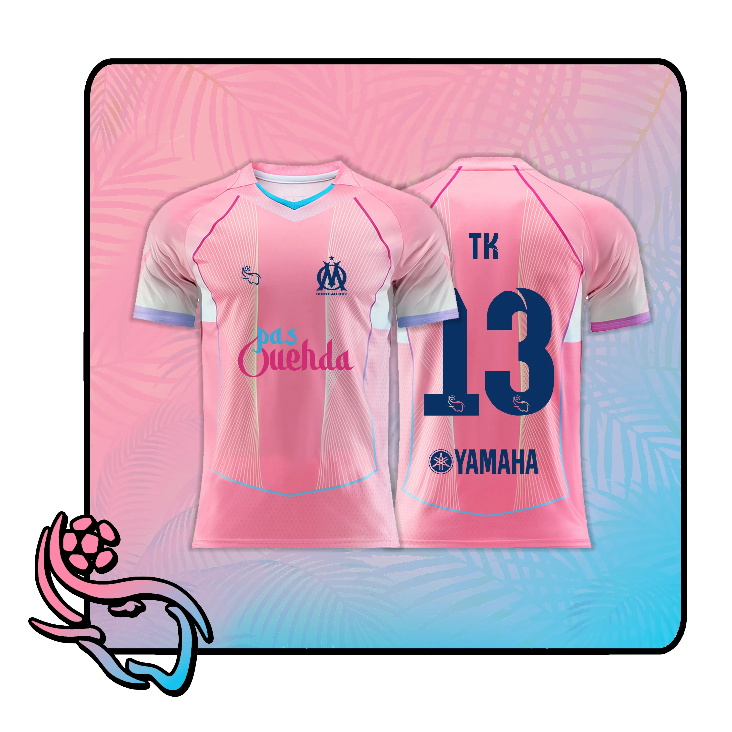 Custom pink Limited Edition football jersey with personalised name and number - Quartier Thailande